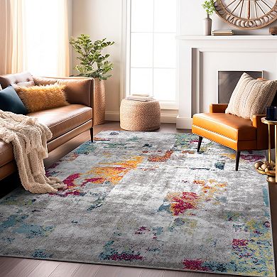 World Rug Gallery Wynn Contemporary Vibrant Abstract Design Area Rug
