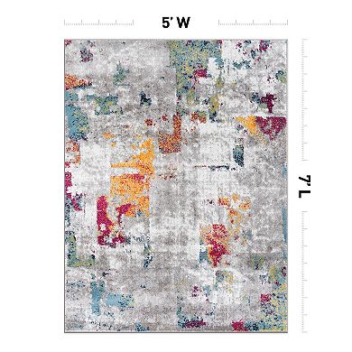 World Rug Gallery Wynn Contemporary Vibrant Abstract Design Area Rug