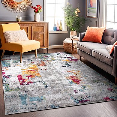 World Rug Gallery Wynn Contemporary Vibrant Abstract Design Area Rug