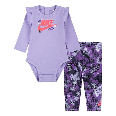 Baby Girls Nike Dri-FIT Long Sleeve Bodysuit and Leggings 2-piece