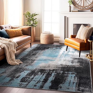 World Rug Gallery Wynn Modern Watercolor Abstract Design Area Rug