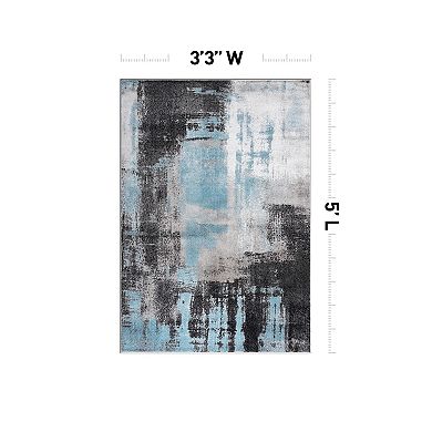 World Rug Gallery Wynn Modern Watercolor Abstract Design Area Rug