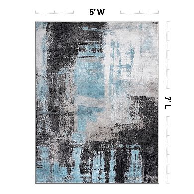 World Rug Gallery Wynn Modern Watercolor Abstract Design Area Rug