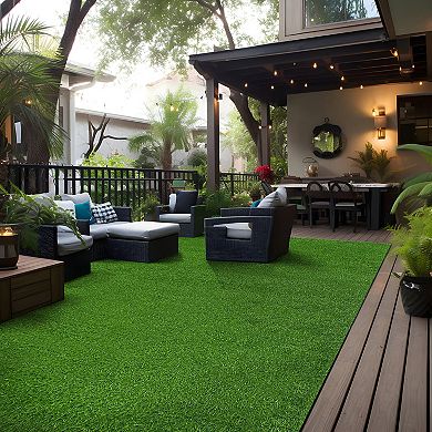 World Rug Gallery Artificial Solid Grass Area Rug