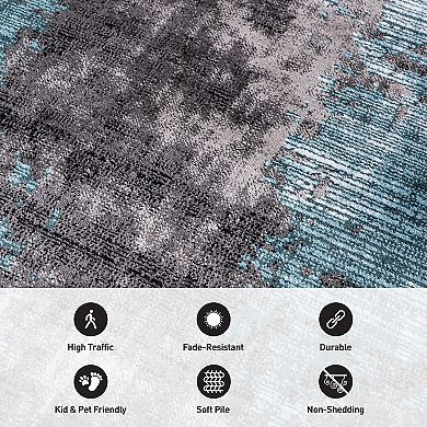 World Rug Gallery Abstract Design Distressed Area Rug