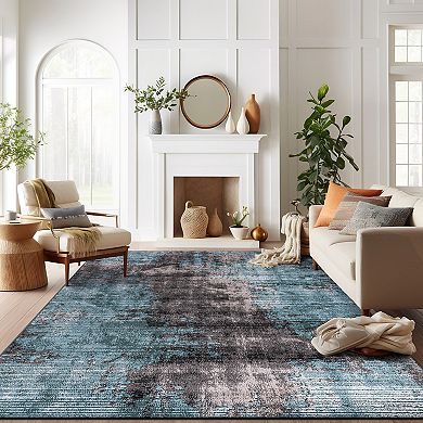 World Rug Gallery Abstract Design Distressed Area Rug