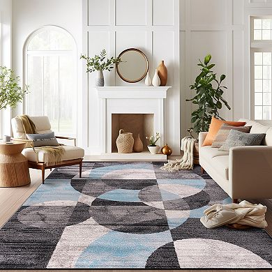 World Rug Gallery Modern Geometric Circles Design Area Rug