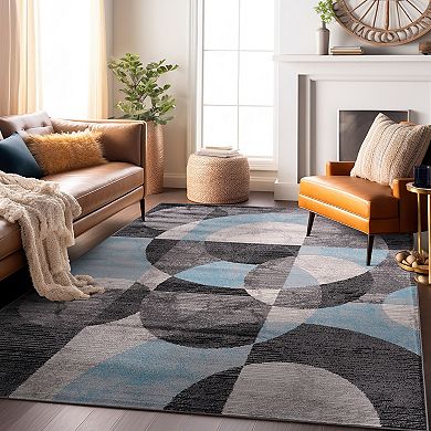World Rug Gallery Modern Geometric Circles Design Area Rug
