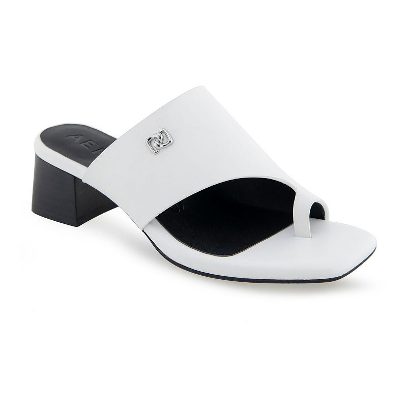 Aerosoles Etta Women's Hooded Leather Thong Sandals, Size: 7, White Leather