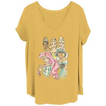 Disney's Princesses Watercolor Portraits Juniors' Plus Graphic Tee
