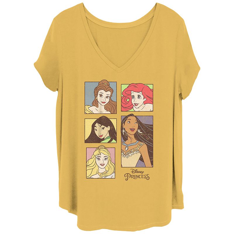 Disney's Princesses Happy Portraits Juniors' Plus Graphic Tee, Girl's,