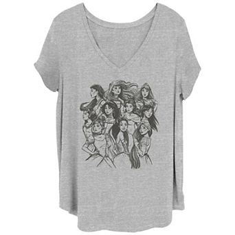 Disney's Princesses Group Sketch Juniors' Plus Graphic Tee