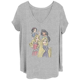 Disney's Princesses Color Sketches Juniors' Plus Graphic Tee