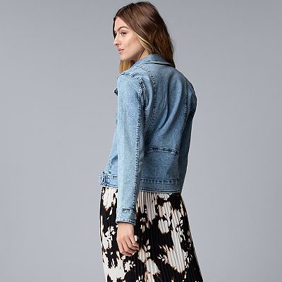 Women's Simply Vera Vera Wang Denim Moto Jean Jacket Women's Simply Vera Vera Wang Denim Moto Jean Jacket