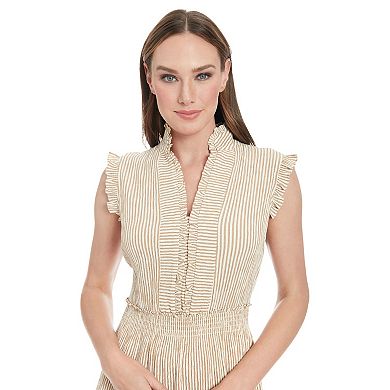 Women's London Times Smocked Waist Tiered Maxi Dress
