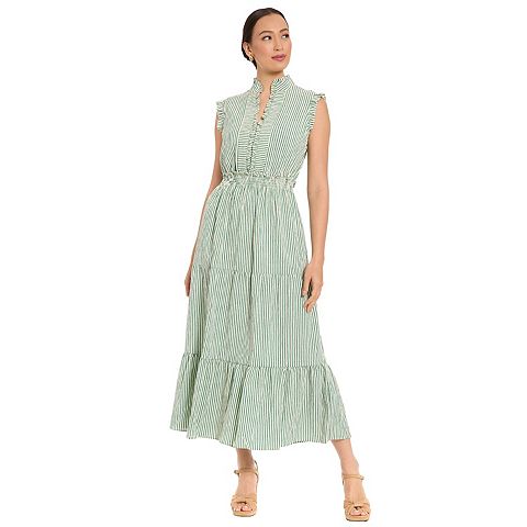 Женские платья London Women's London Times Smocked Waist Tiered Maxi Dress