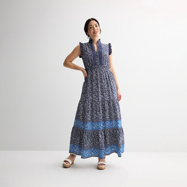 Women's London Times Smocked Waist Tiered Maxi Dress