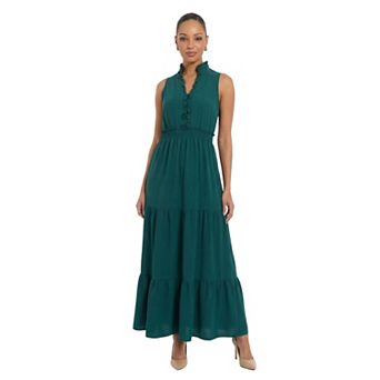 Women's London Times Smocked Waist Tiered Maxi Dress