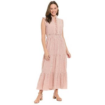 Women's London Times Smocked Waist Tiered Maxi Dress