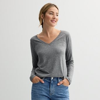 Women's Sonoma Goods For Life® Everyday Long Sleeve V-Neck T-Shirt
