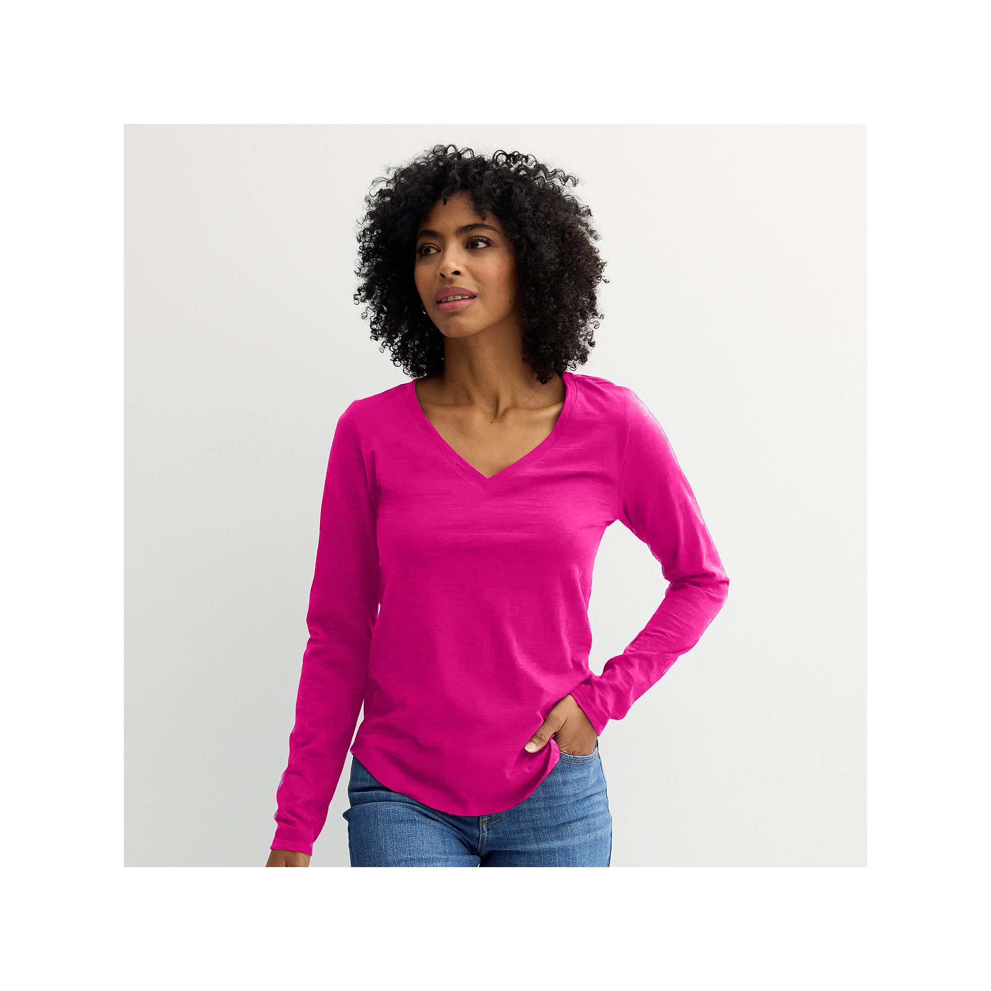 Womens Sonoma Goods For Life® Everyday Long Sleeve V-Neck Tee, Size: XS, 