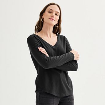 Women's Sonoma Goods For Life® Everyday Long Sleeve V-Neck T-Shirt