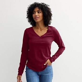 Women's Sonoma Goods For Life® Everyday Long Sleeve V-Neck T-Shirt