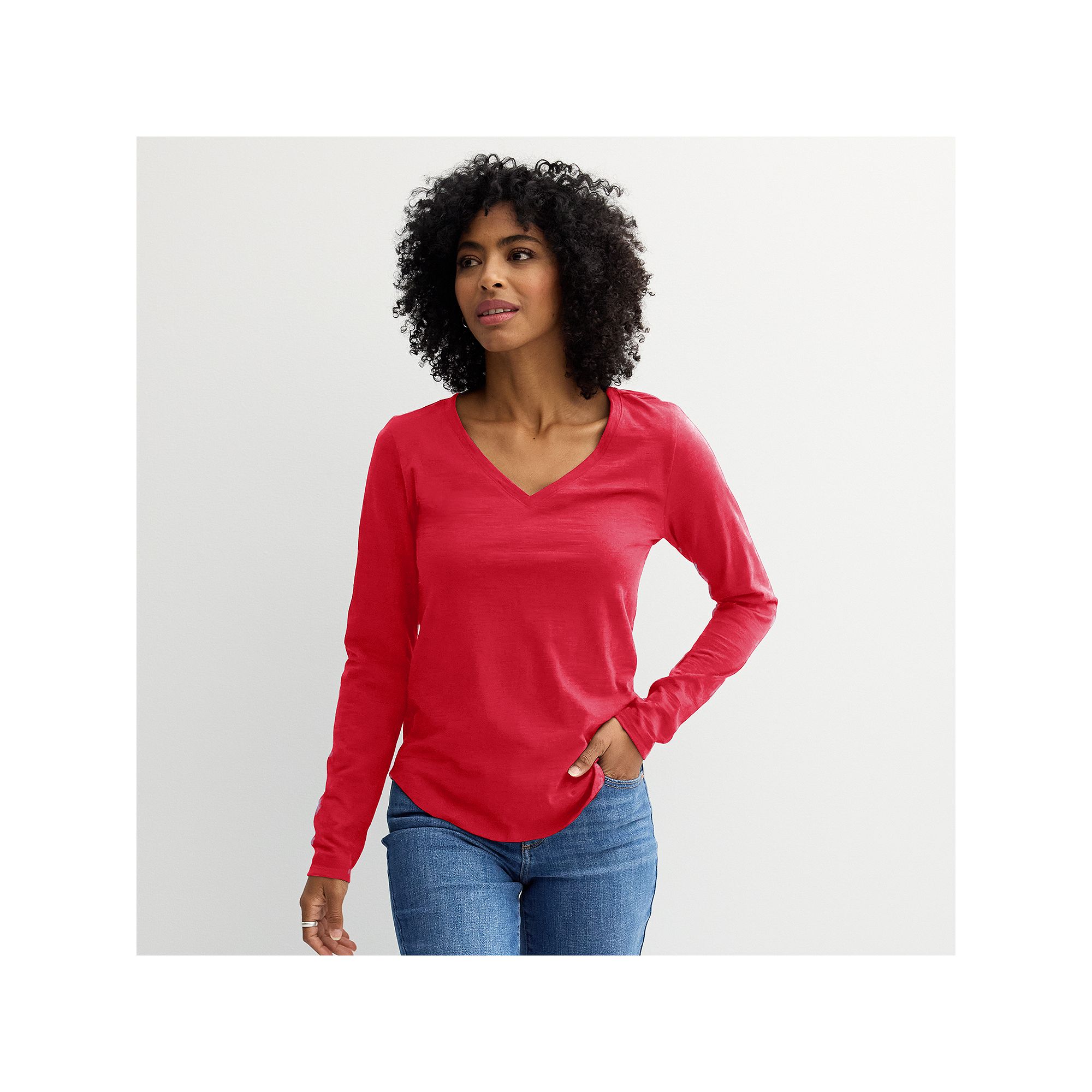 Womens Sonoma Goods For Life® Everyday Long Sleeve V-Neck Tee, Size: XS, 