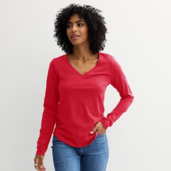 Women's Sonoma Goods For Life® Everyday Long Sleeve V-Neck T-Shirt