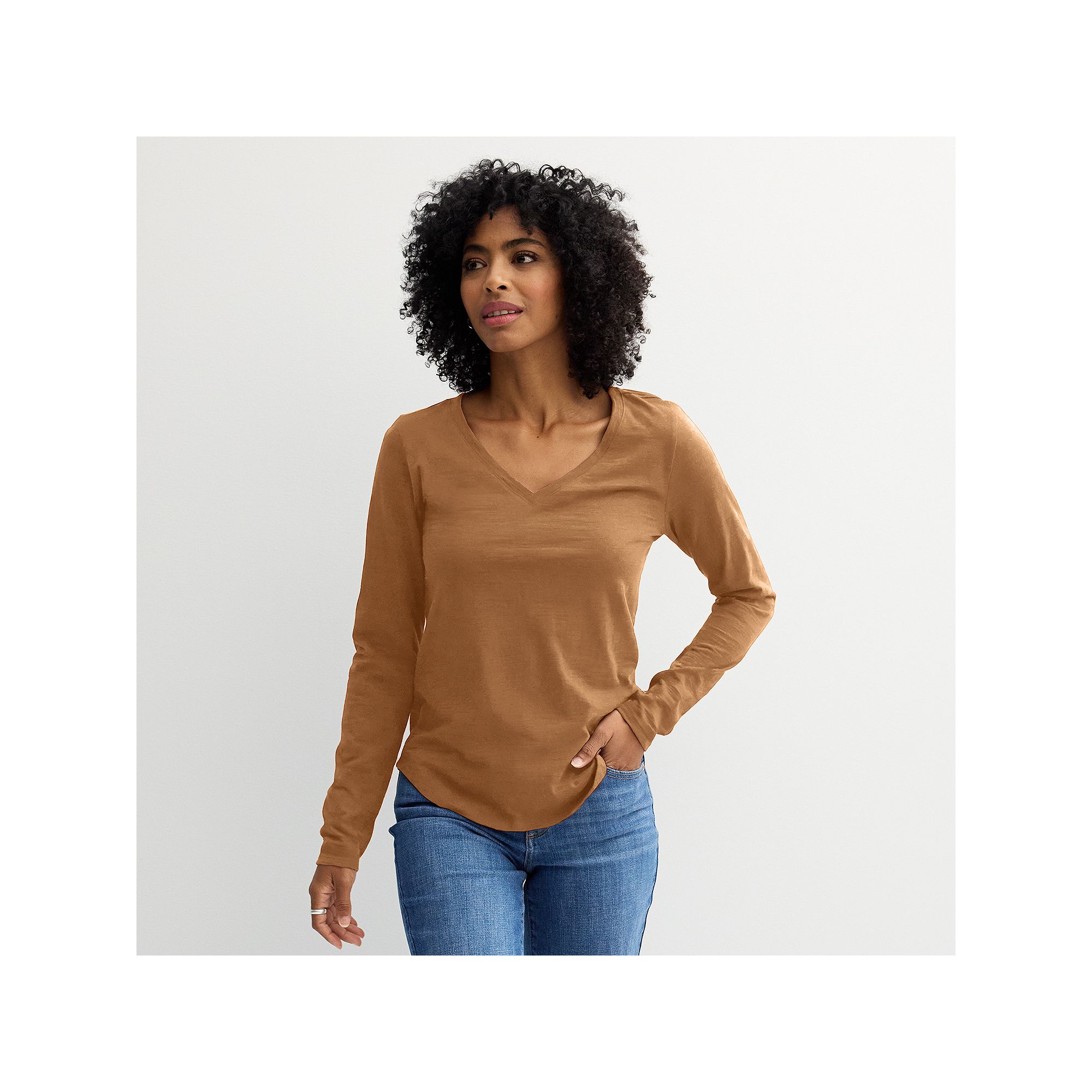 Womens Sonoma Goods For Life® Everyday Long Sleeve V-Neck Tee, Size: XS, 