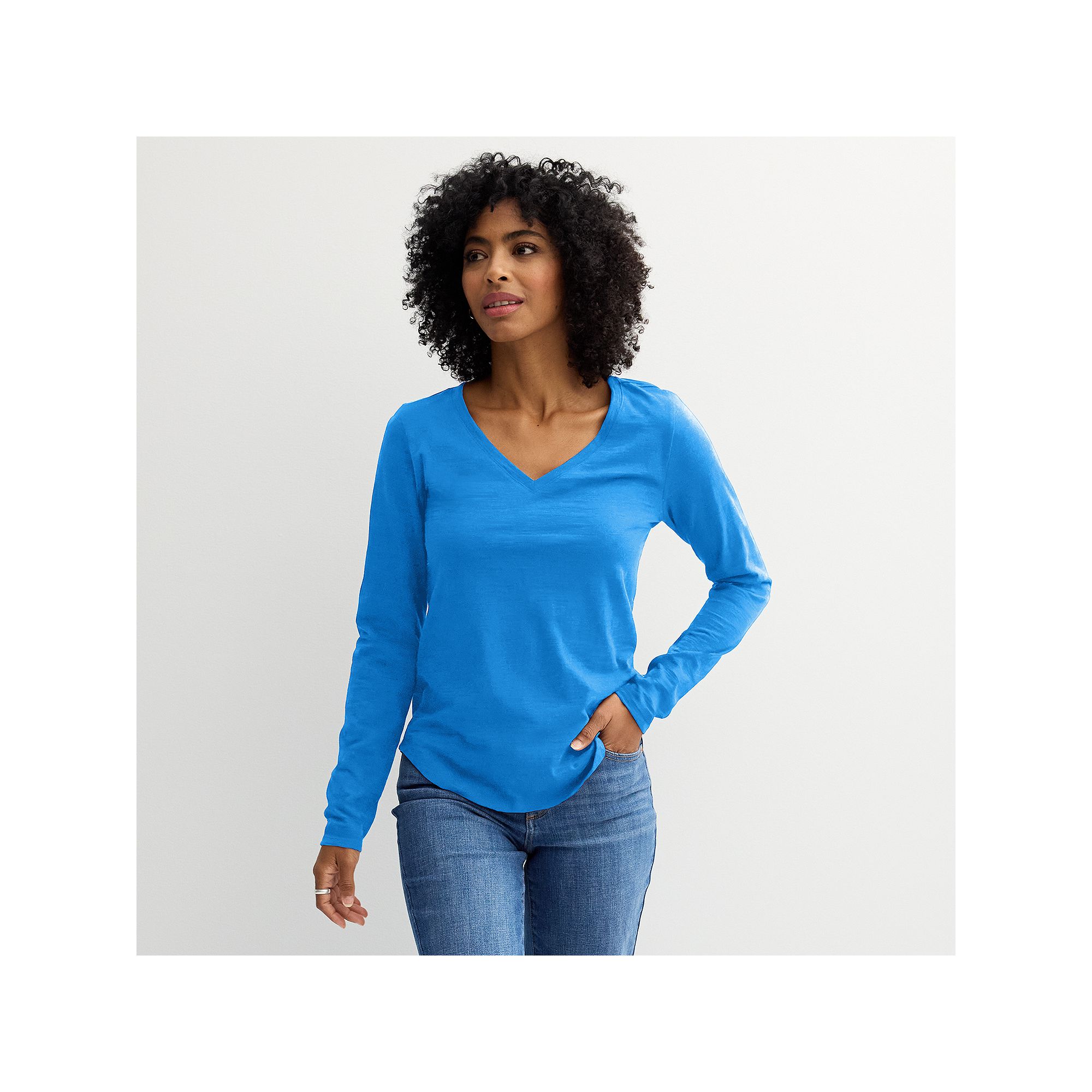 Womens Sonoma Goods For Life® Everyday Long Sleeve V-Neck Tee, Size: Smal