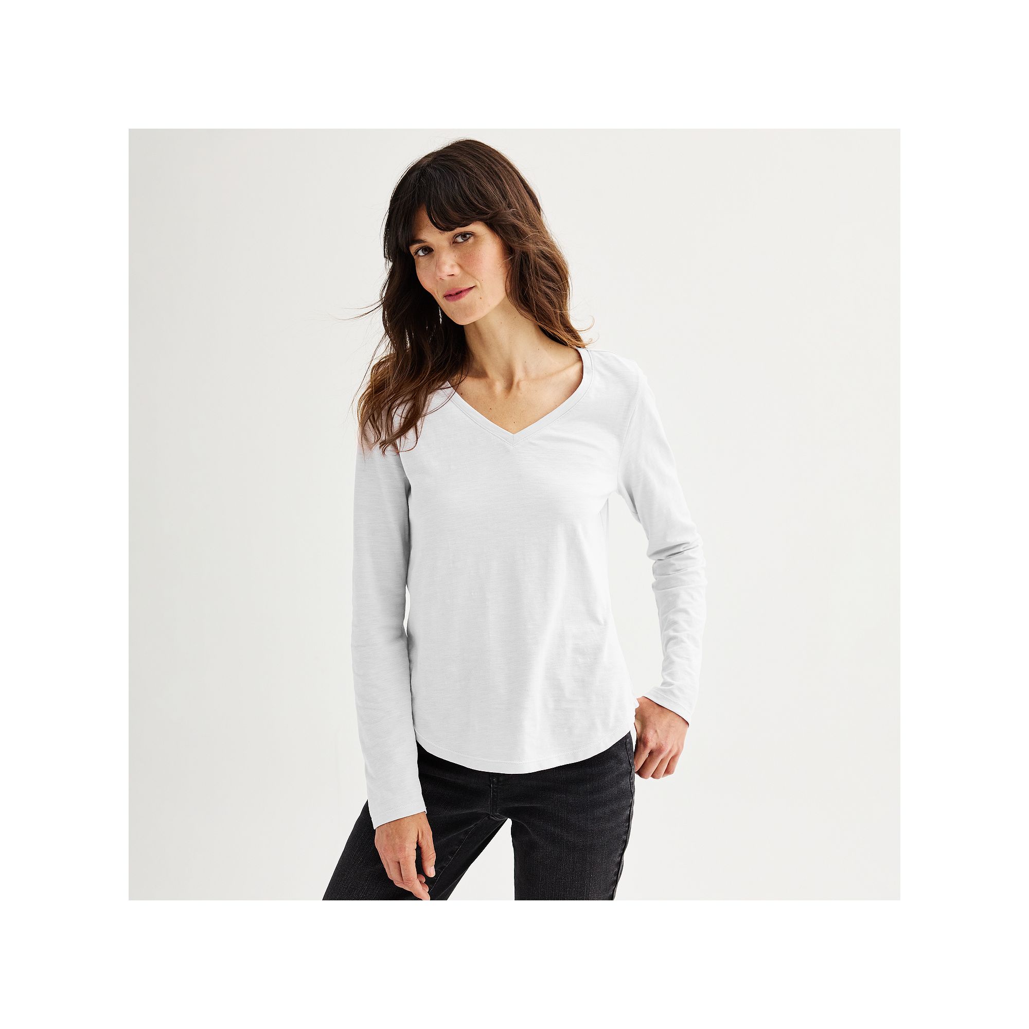 Womens Sonoma Goods For Life® Everyday Long Sleeve V-Neck Tee, Size: XS, 