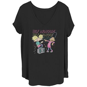 Juniors' Plus Size Hey Arnold Air Guitar With Gerald Graphic Tee