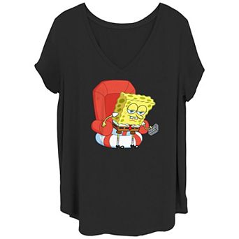 Juniors' Plus Size SpongeBob SquarePants Ready To Watch TV Graphic Tee