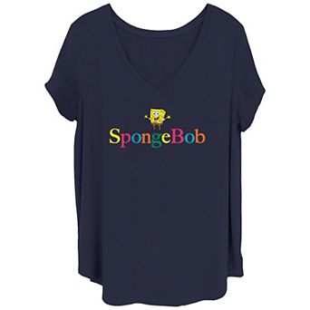 Juniors' Plus Size SpongeBob SquarePants Colorful Name Graphic Tee