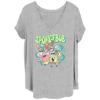 Juniors' Plus Size SpongeBob SquarePants Happy Group Graphic Tee