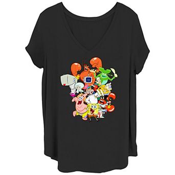 Juniors' Plus Size SpongeBob SquarePants And Bikini Bottom Friends Graphic Tee