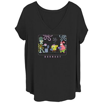 Juniors' Plus Size SpongeBob SquarePants Squidward Burnout Graphic Tee