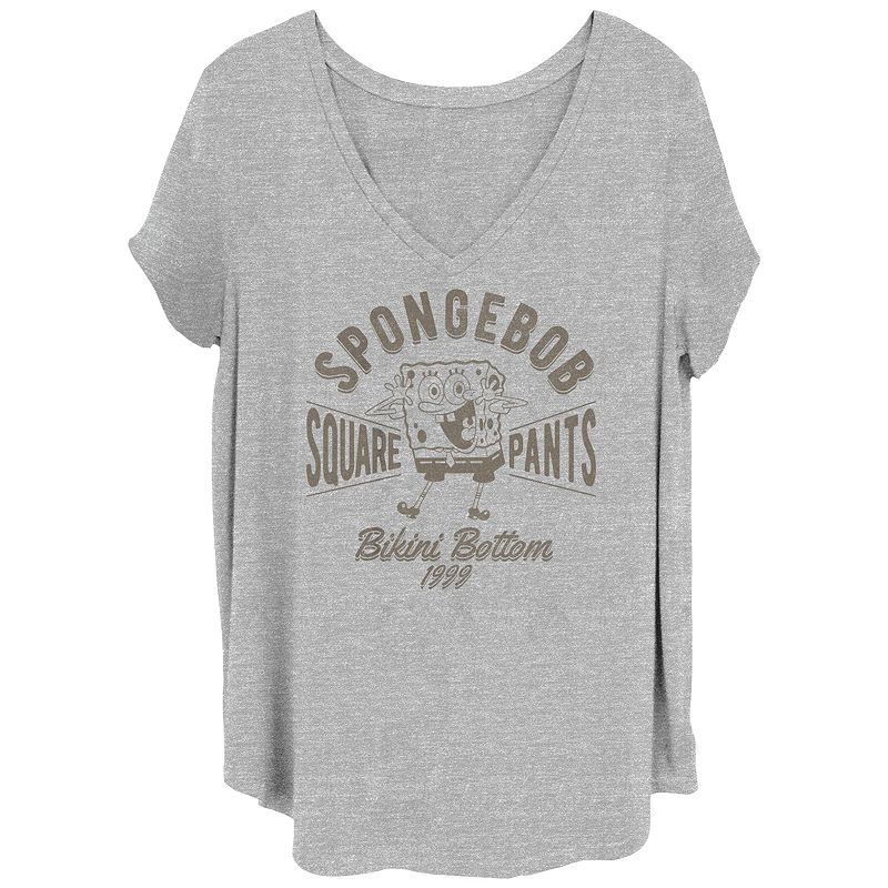 Juniors' Plus Size SpongeBob SquarePants Bikini Bottom Graphic Tee, Girl's, Size: 4XL, Grey Gray