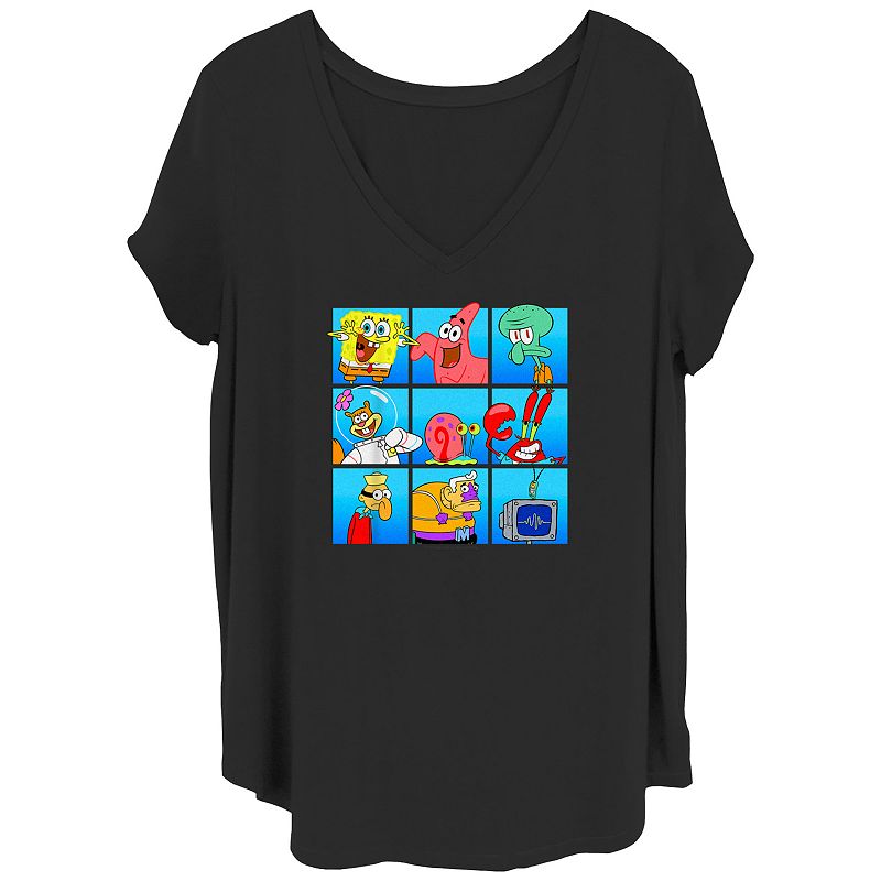 Juniors' Plus Size SpongeBob SquarePants Bikini Bottom Bunch Graphic Tee, Girl's, Size: 1XL, Black