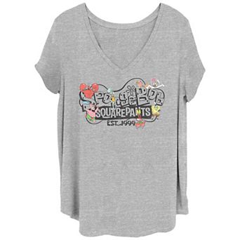 Juniors' Plus Size SpongeBob SquarePants Title Logo Est. 1999 Graphic Tee