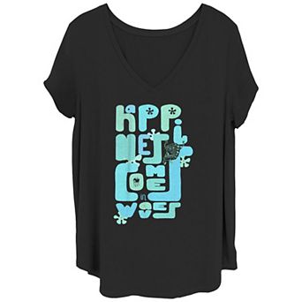 Juniors' Plus Size SpongeBob SquarePants Happiness Comes In Waves Graphic Tee