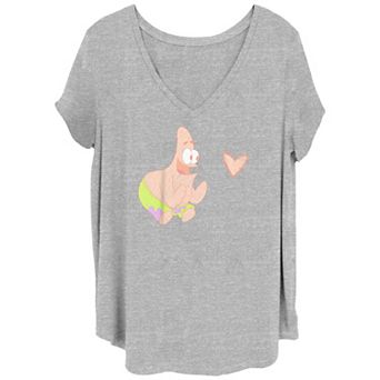 Juniors' Plus Size SpongeBob SquarePants Patrick Heart Sketch Graphic Tee
