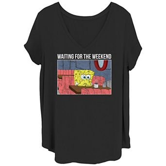 Juniors' Plus Size SpongeBob SquarePants Waiting For The Weekend Graphic Tee