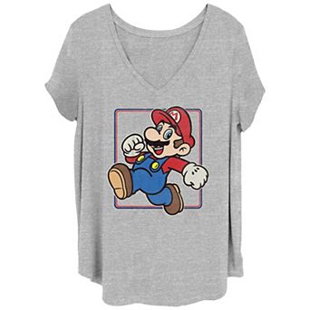 Juniors' Plus Size Super Mario Bros Running Mario Graphic Tee