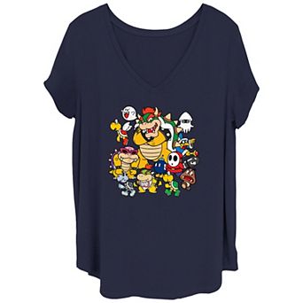 Juniors' Plus Size Super Mario Bros Villains Group Graphic Tee
