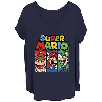 Juniors' Plus Size Super Mario Bros Happy Brothers Graphic Tee
