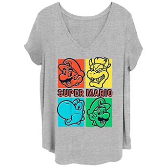 Juniors' Plus Size Super Mario Bros Major Players Graphic Tee