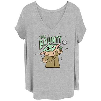 Juniors' Plus Size The Mandalorian Grogu The Bounty Graphic Tee