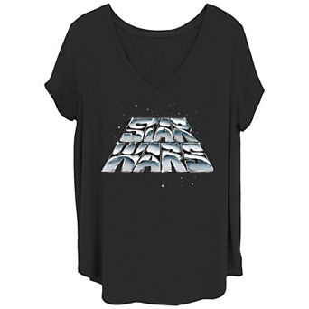 Juniors' Plus Size Star Wars Chrome Logo Graphic Tee